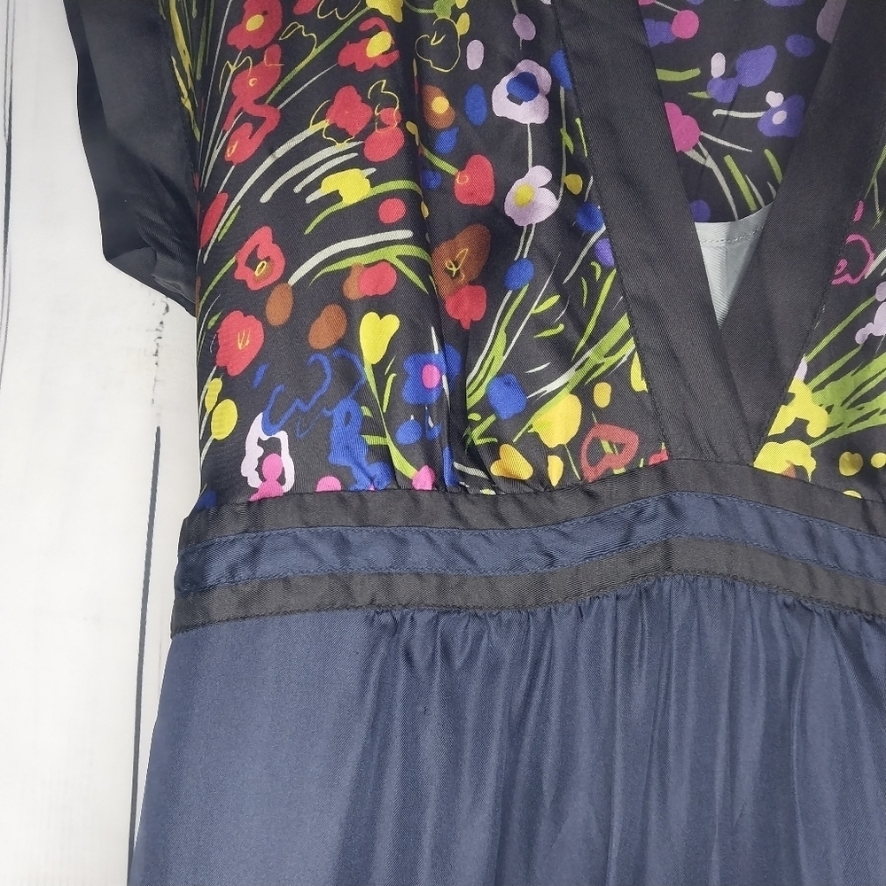 Anthropologie Fei Efflorescent Silk Floral BohoChic Folkloric V-Neck Dress - Picture 5 of 14